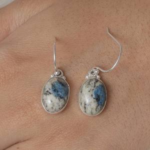 Solide 925 Sterling Silver Fine Handmade Daily Wear Dangle Drop Boucles d'oreilles Naturel K2 Jaspe Ovale Cabochon Lunette Réglage En Gros - Product Image 2