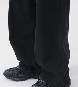 2025 Street Style Oversized <b>Dark</b> <b>Blue</b> Fashion <b>Denim</b> 100% Cotton Washed Straight Wide Leg Plus Size Men Baggy <b>Jeans</b> Pants - Product Image 6