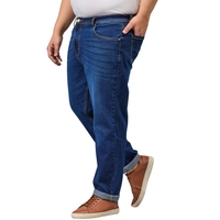 Jeans de Mezclilla Vintage Ecológicos para Hombre, Tallas Grandes, Corte Recto, Ajuste Delgado, Lavados con Parches, Suaves y Elásticos, 100% Algodón, Cómodos, Cintura Media