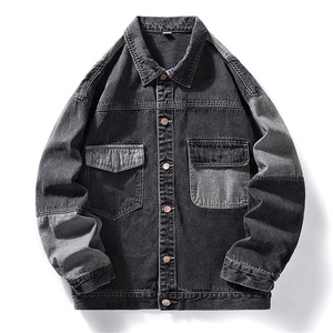 Venta al por mayor de chaqueta de mezclilla de gran tamaño personalizado Vintage Plain Funky Jean chaqueta de mezclilla de calidad de moda de los hombres ropa de calle lavado con ácido chaqueta de mezclilla - Product Image 2