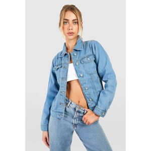 Veste en jean vintage pour femme, 100% coton, écologique, multi-poches, respirante, tricotée, effet délavé - Product Image 4