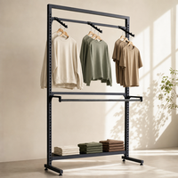 Système de présentoir modulaire à 3 niveaux avec tringle à vêtements, finition thermolaquée, pour magasin de détail, boutique, exposition