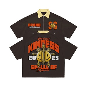 Fashionable Men's Knitted <b>Zip</b>-Up Screen Printed Custom Dress T-<b>Shirts</b> Custom Zipper Puller 100% Cotton Eco-Friendly Breathable - Product Image 4