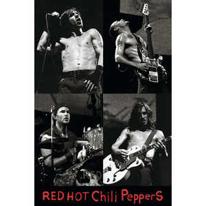 Red Hot Chili Peppers Live - Affiche de collage noir et blanc de style moderne pour mur - Product Image 1