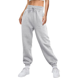 Pantalones de chándal informales holgados de pierna recta para mujer de alta calidad, estilo frontal plano, decoración pintada para entrenamientos - Product Image 1