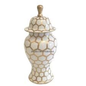 Jarrón Decorativo de Cerámica con Recubrimiento en Polvo de Color Rosa, Diseño Atractivo, con Tapa, Accesorios de Cocina de la India - Product Image 4