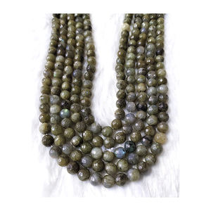 Hebras de cuentas de labradorita facetadas de piedras preciosas grises sueltas de diseño moderno de calidad estándar hechas en India disponibles a granel - Product Image 1