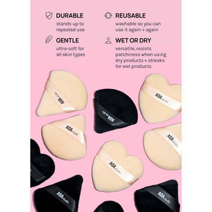 A3shop AOA Set di 6 Spugnette per Trucco in Velluto di Cotone di Alta Qualità, Forme Miste Triangolari con Elegante Borsa - Product Image 2