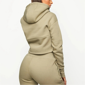 Sudadera con capucha recortada personalizada de alta calidad Sudadera con capucha de algodón para mujer - Product Image 3