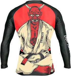 Venta al por mayor 85% Poliéster 15% Spandex 160 Gsm Deportes Rash Guards con logotipos personalizados Transpirable MMA & BJJ Rushguards Diseños OEM - Product Image 1