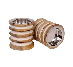 Elegante Juego de 2 piezas de portavelas de madera de 2,5 pulgadas para decoración del hogar y centro de mesa soportes de incienso perfectos - Product Image 3