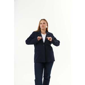 Veste à poches filetées grande taille bleu marine - Product Image 2