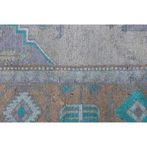 Alfombra Turca, Alfombra Vintage de 1.6x3.2 pies, Alfombra de Lana con Rayas Azules - Product Image 5