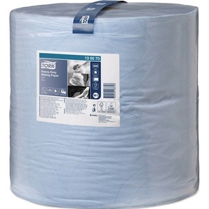 Serviette d'atelier bleue de haute qualité, 2 plis, 340x369mm, design à rayures enroulées - TORK 130070 - Product Image 1