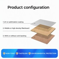Sous-verre rond en MDF vierge de 20 cm certifié CARB P2 EN71, avec dos en liège de 4 mm, personnalisable par sublimation, pour presse à chaud, MDFSUB
