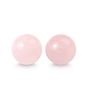Pendientes de Moda Jeulia con Cuarzo Rosa Natural Redondo para Sanación Emocional - Product Image 1