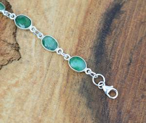 Green <b>Emerald</b> 925 Sterling Silver Adjustable Bracelet Handmade 11 Gemstone Jewelry Women Fashion Gift - Product Image 5