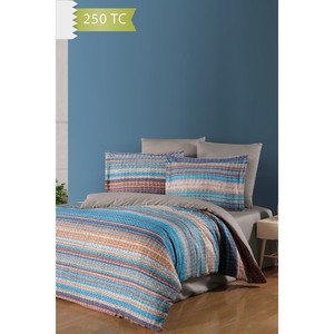 Parure de lit Varol 250 TC en satin de coton mélangé bambou, motif rayé moderne, taille familiale pour usage domestique - TRILOGY - Product Image 1