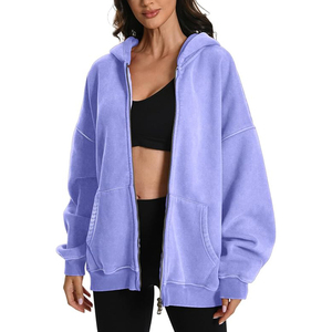 Sweat à capuche unisexe épais en coton 100% French Terry, délavé à l'acide et au sel, avec logo brodé et poche, idéal pour l'hiver - Product Image 3