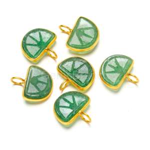 Dijes de Fruta de Cuarzo Verde Tallados en Forma de Naranja, Colgante de Piedra Preciosa de Cuarzo Vermeil Dorado, Joyería de Cristal Curativo de un Mayorista - Product Image 2