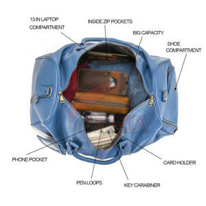 Sac de sport en cuir de haute qualité pour la nuit Bagages à main Sac de sport en cuir vintage avec logo personnalisé - Product Image 3