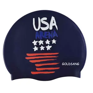 wholesale adult usa flag swimming cap custom silicone swim cap high quality design swim caps for men and women