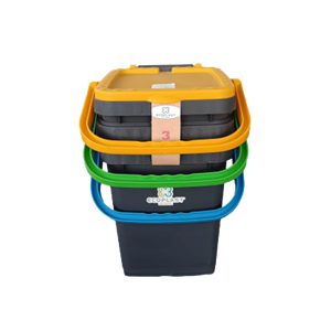 Cubo de Almacenamiento de Plástico Ecoplast para Reciclaje, 20 Litros, Multicolor (Amarillo/Verde/Azul) con Tapas, Uso Interior/Exterior, Hecho en Italia - Product Image 6