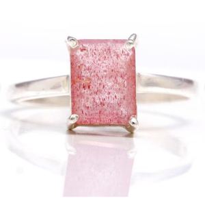 แหวนควอตซ์สตรอว์เบอร์รี่925เครื่องประดับผู้หญิงเงินสเตอร์ลิงเครื่องประดับงานหมั้นงานวันเกิดงานแต่งงานจำนวนมากขายส่ง - Product Image 1