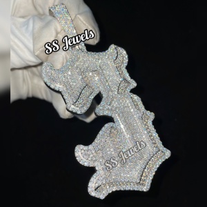 Custom 9.67 CTW VVS1 Moissanite Letter Pendant Necklace Unique Hip Hop Style Iced Charm for <b>Halloween</b> <b>Gift</b> - Product Image 1