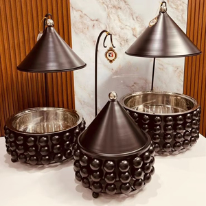 Juego de tres platos de frotamiento de calidad duradera para el hogar, Hotel, Buffet, fiesta, Oriente Medio, cocina, vajilla, calentador de alimentos con candelita - Product Image 3