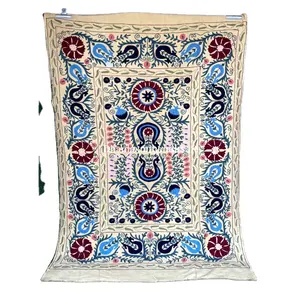 Chăn cotton suzani độc quyền chăn trang trí nhà chăn thủ công suzani chăn trang trí nhà thêu uzbekistan chăn trang trí nhà