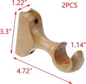 Support de tringle à rideau Supports de tringle en bois Drapery Curtain Single Bracket Pack of 2 (Wood Color) - Product Image 2