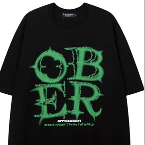 Fabricants de vêtements en gros Impression personnalisée Logo graphique O-Neck Tee pour hommes T-shirts lourds surdimensionnés pour hommes - Product Image 1