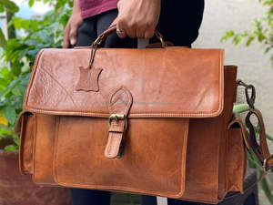 Sac messager en cuir fait à la main élégant pour ordinateur portable sacs en cuir véritable unisexe - Product Image 4