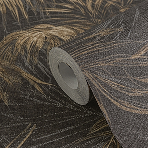 Papel Tapiz Floral Hecho en Alemania, Rollos Marrón Bronce, Estructura Textil de Vinilo No Tejido, Lavable, para Sala de Estar, Escuela, Hogar, Hotel - Product Image 2