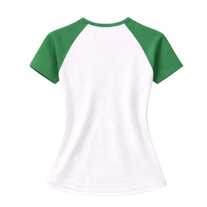 Camiseta Blanca 08 con Mangas Raglán para Hermandad Griega, Camiseta Rosa y Verde para Mujer, Estilo Universitario, Casual, Ecológica, para Verano - Product Image 4