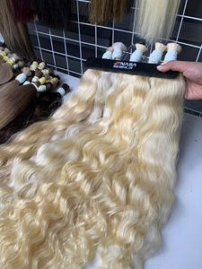 Extensiones de cabello a granel Producto de Venta caliente 2024 Colores rubios Ondulado natural Alta calidad Super Doble dibujado 70cm - Product Image 5