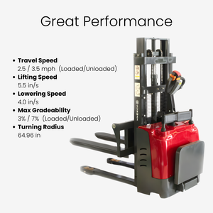 Stacker per Pallet completamente elettrico, capacità di 3300 libbre, 78 altezza di sollevamento per Pallet a fondo aperto - Product Image 3