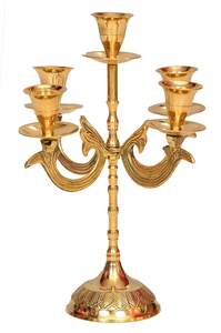 Venta caliente soporte de vela de latón soporte de Pilar acabado dorado para decoración interior del hogar otros candelabros linternas tarros de velas - Product Image 2