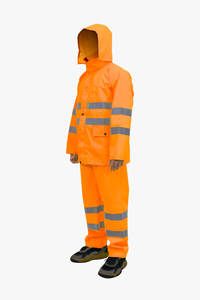 Combinaison de pluie réfléchissante haute visibilité durable, ensemble veste et pantalon imperméables légers pour l'extérieur sécurité industrielle travail camping - Product Image 2
