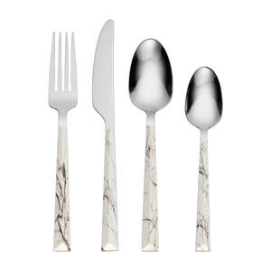Tendencia Hecho en India Metal a granel 5 piezas Cuchillo Cuchara Tenedor Cubiertos de plata Juegos de cubiertos de acero inoxidable para banquetes Hoteles - Product Image 1