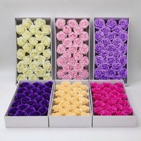 25 pièces/boîte, fleurs de savon pour le corps à 5 couches dans une boîte cadeau, savon artisanal en forme de bourgeon, ensemble de boîtes cadeaux en gros, boîte à fleurs roses
