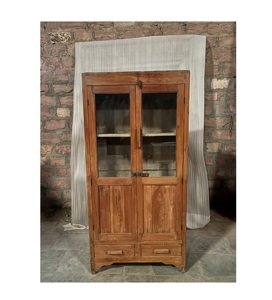 Armoire de cuisine en bois massif bleu élégante de taille moyenne, style moderne antique, luxe classique vintage - Product Image 1
