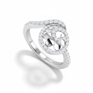 Elegante Anillo de Oro de 14K y Diamantes Naturales para Mujer con 44 Diamantes de 0.40Ctw Corte Brillante Redondo - Diseño Elegante con Baño de Rodio - Product Image 1