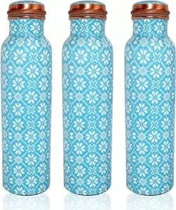 Vente chaude bouteille d'eau en cuivre faite à la main émail blanc et doré bouteille en cuivre pur parfaite pour boire une table bureau école utilisation - Product Image 4