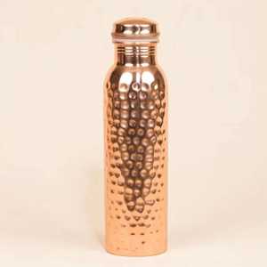 Botella de agua de cobre MS Handicraft | Cobre 100% | A prueba de fugas | Forma redonda | Imitación antigua - Product Image 3