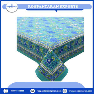 Venta caliente elegante hecho a mano bloque impreso 100% algodón ecológico personalizable mantel de diseño Floral para uso doméstico y de boda - Product Image 2