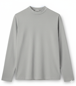 T-shirt à manches longues en coton basique pour homme, col montant, tissu lisse et léger, couleurs et logos personnalisés, fournisseur de vêtements en gros - Product Image 3