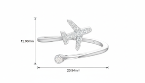 Bague unique pour femme en or 14 carats et diamant naturel, design avion |   0,15 carats - Product Image 2