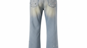 กางเกงยีนส์ผู้ชายทรงหลวมสไตล์ลำลองสีซีดล้างอ่อนผ้าฝ้ายผสมประดับเพชรหลากสีสันทรงตรงสไตล์สตรีทแวร์สำหรับฤดูใบไม้ผลิ ฤดูร้อน และฤดูใบไม้ร่วง - Product Image 6